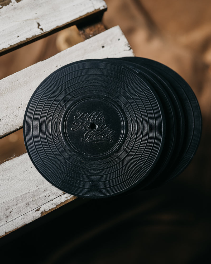 Leather Record Coasters - Set of 4