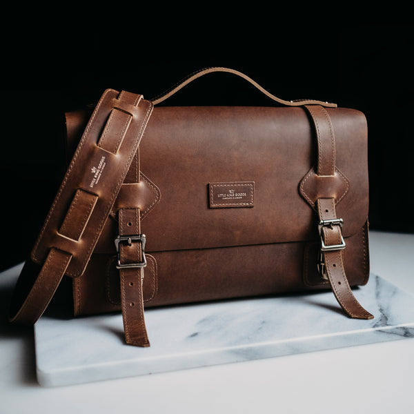 Handmade leather briefcase and leather laptop bag - Cooper Satchel