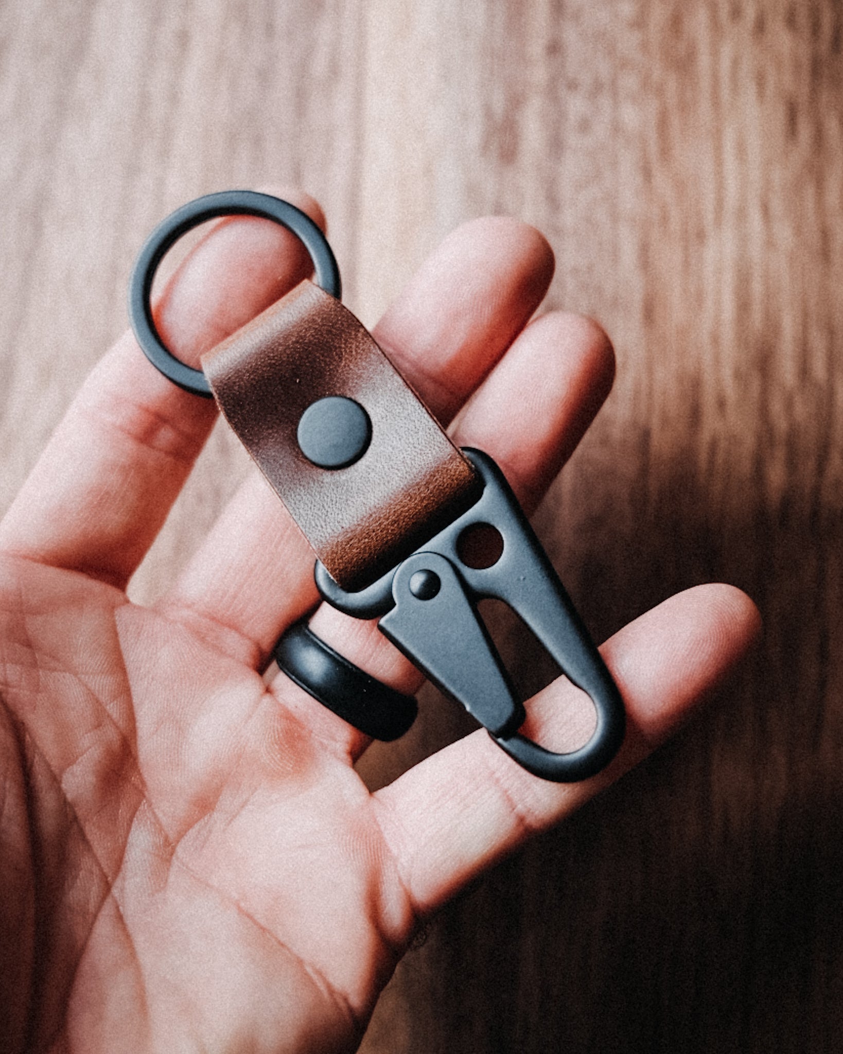 Key Chain - Matte Black & Rugged Tan